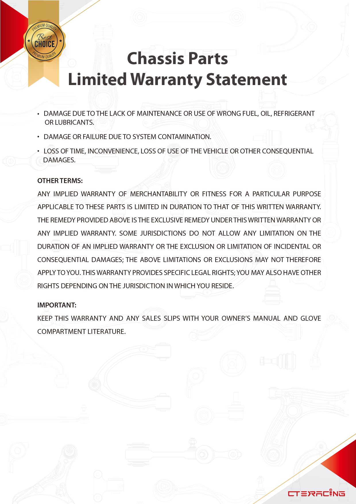 FM0848 Chassis parts limited warranty statement